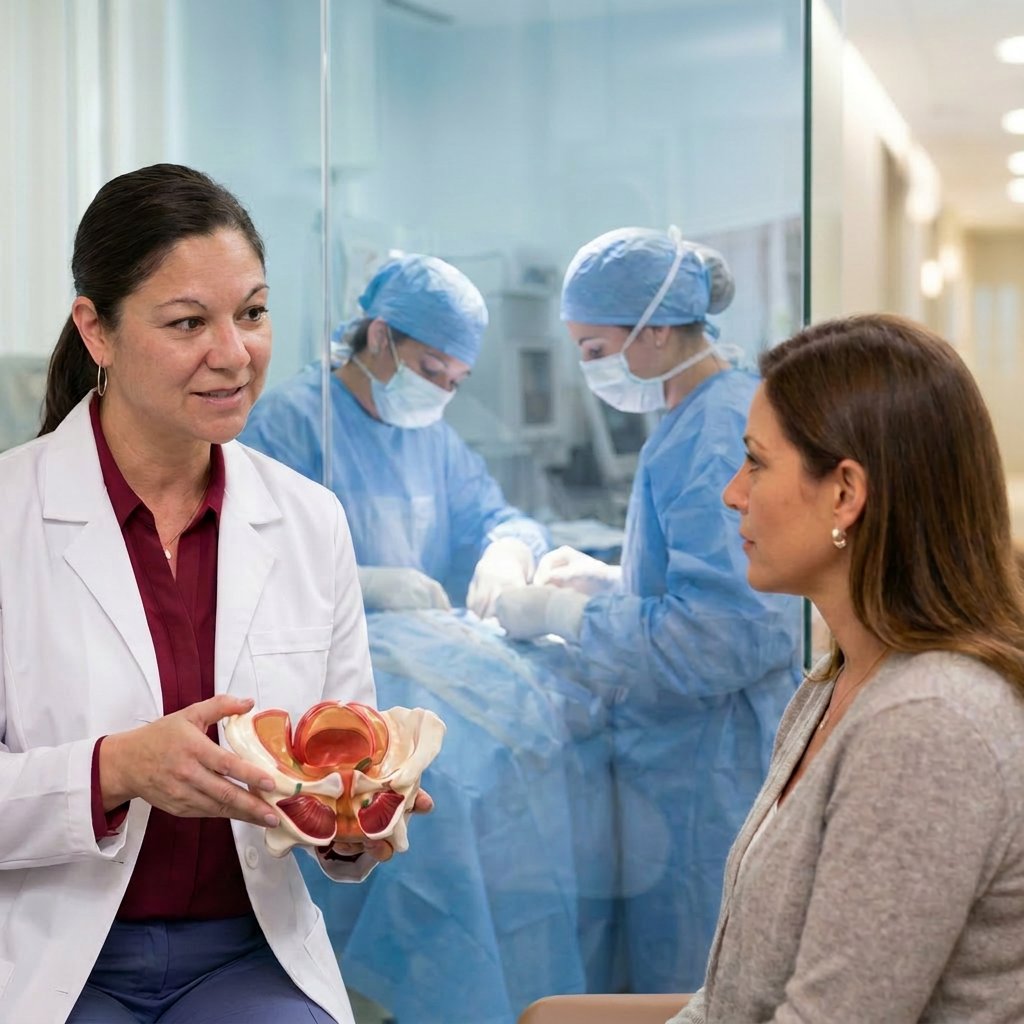 Dr. Johnson in consultation, reviewing imaging, and in clinical education — the full scope of her practice